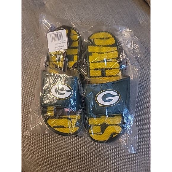 FOCO Men's NFL GEL Sport Shower Sandal Green Bay Packers Slides Size M 8-10 - Picture 1 of 4